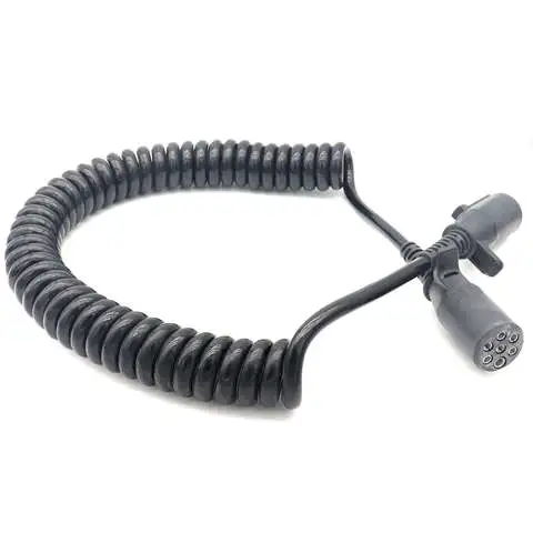 7 Way Trailer Spiral Cable Connector Power Wire Cord ABS EBS Electrical Coil Heavy Duty Cable for Semi Trucks Tractors