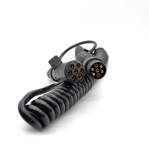 Truck Trailer Wire Electrical Seven-core 7-core 7-pin Non-ABS 7-wire Coil Cable with Spring protection and Connector