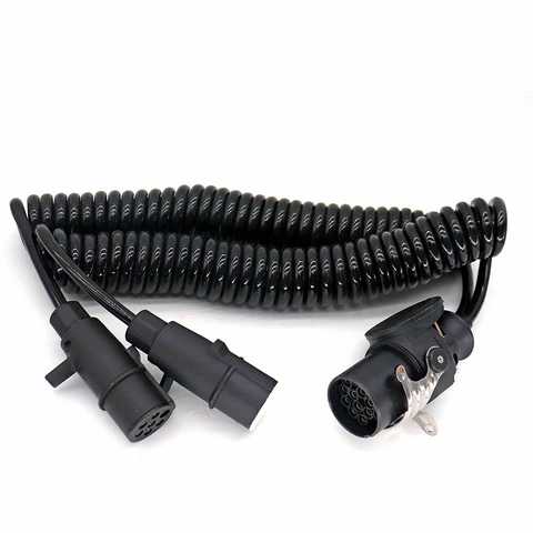 Trailer Coil Cable ISO 12098 ADR 15 Pin Trailer Connector to 2x 7 Pin ISO3731 ISO1185 Trailer Suzi Spiral Adapter Cable