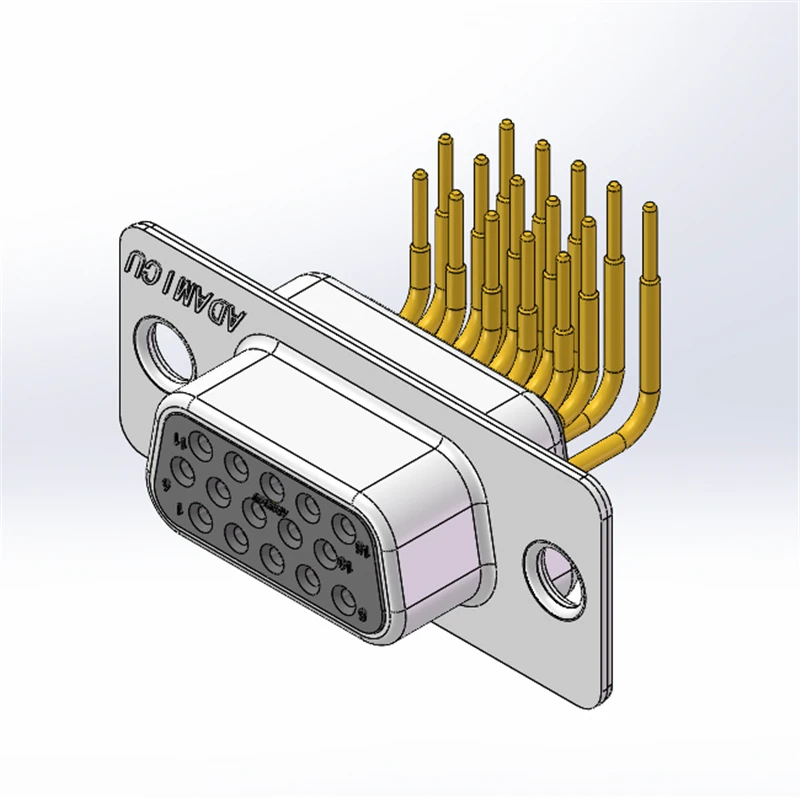 16-Pin Electronic D-Sub DB15 Dip Straight Female VGA D-Connector Brass Contact Material IP66 Rated Current 2A