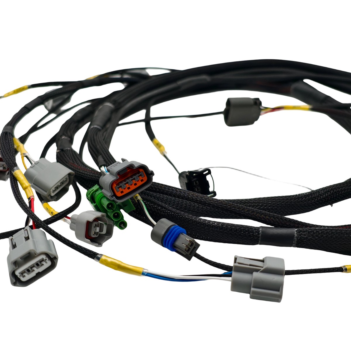 Custom Standalone ECU Engine Wiring Harness Multi Pin Sensor Plug Ignition Coil Braided Automotive Cable Assembly