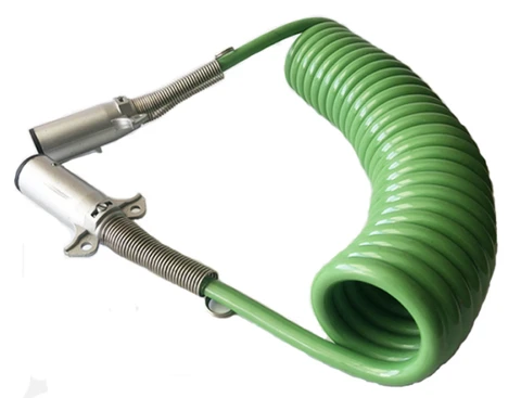 Heavy Duty 7 Way Coil Trailer Cable Copper Green ABS Trailer Cord Cable for Semi Truck