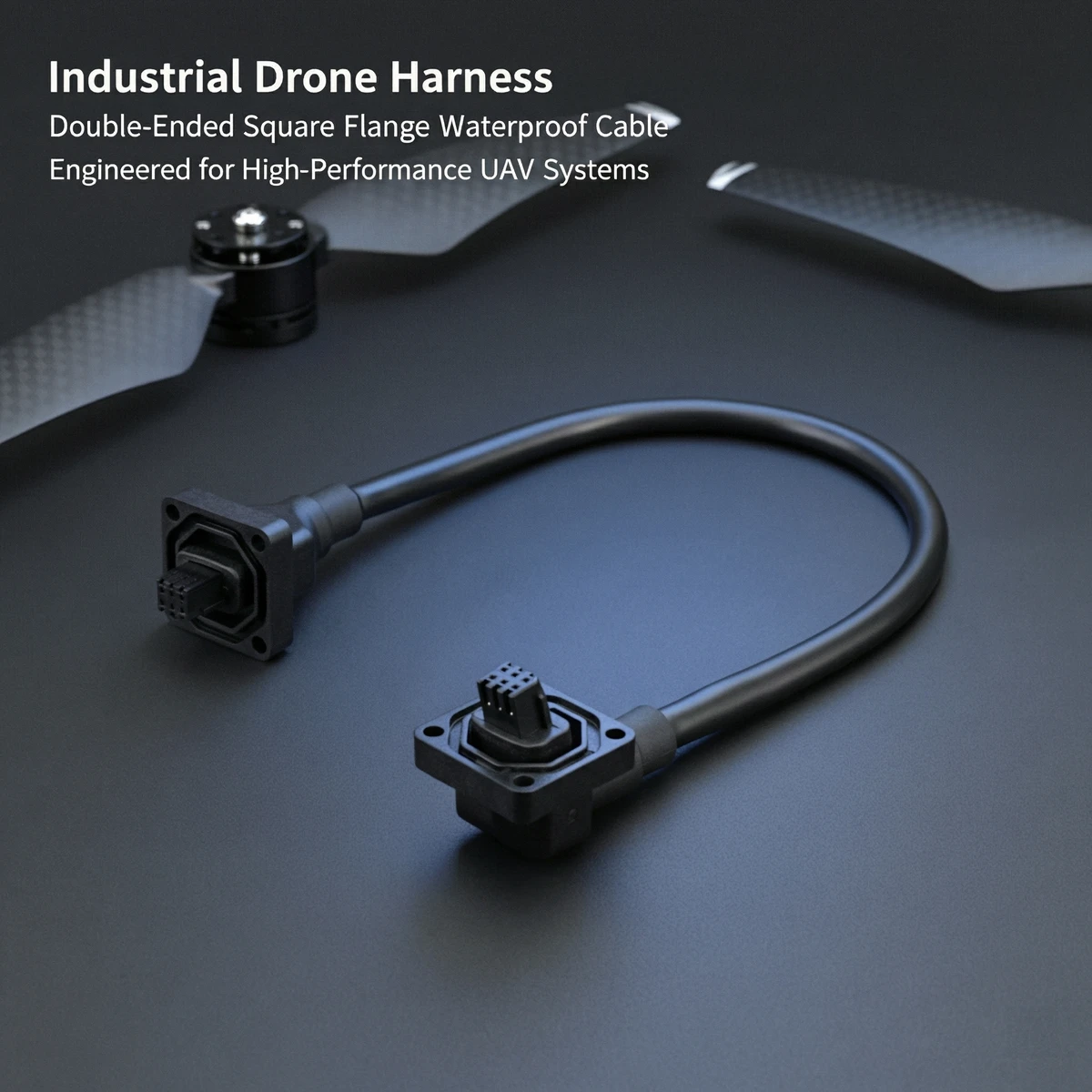 Industrial Drone Waterproof Harness, Double-End Square Flange Connector Cable for UAV System