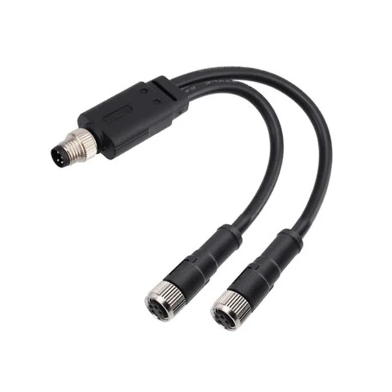 M8 Connector Y Type IP67 Shielded Overmolded Plug Cable PVC PUR Straight Angled Robotic Sensor Wiring Connectors