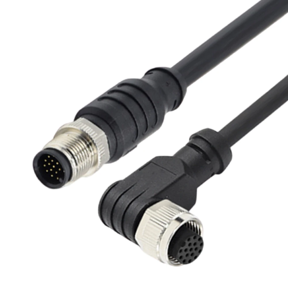 Automation Industry Sensor Plug M12 a Connecting Cable 5 X 0.34mm2 22AWG 2P 3P 4P 5P 8P 12P 17P Angle M12 Connector Cable