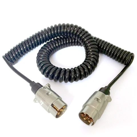 7 Pole Trailer Extension Lead Coiled Cable PU 12V 7 Pin Spring Spiral Cable Wiring for Towing Caravan Trailer Truck RV