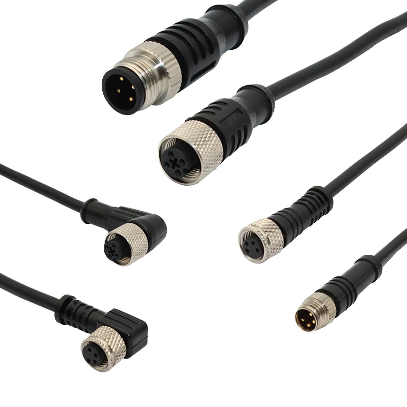 M8 M12 12V Copper Waterproof PVC Cable Connector Circular Design Male/Female Adapter for Wire Connections