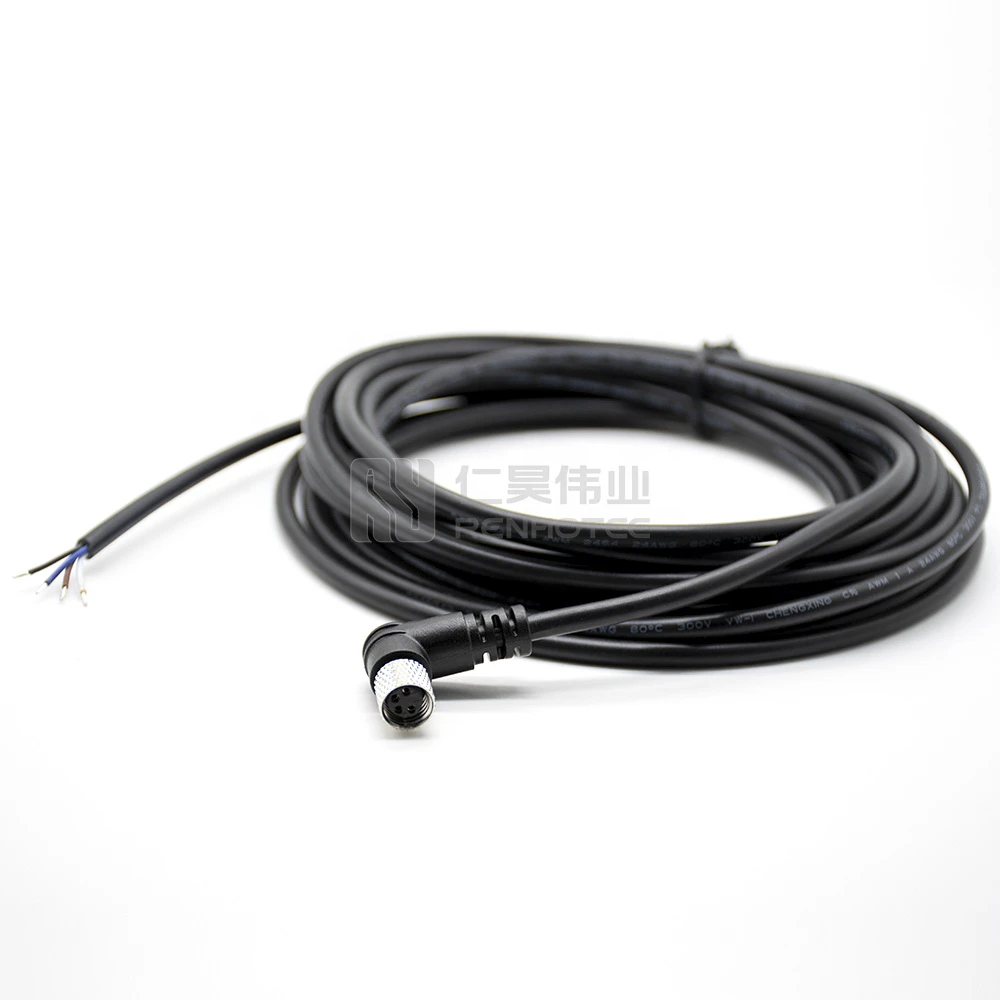 3 4 5 6 8 Pin M8 M12 Cable Electric Wire Connector Sensor Cable Angled Female Waterproof