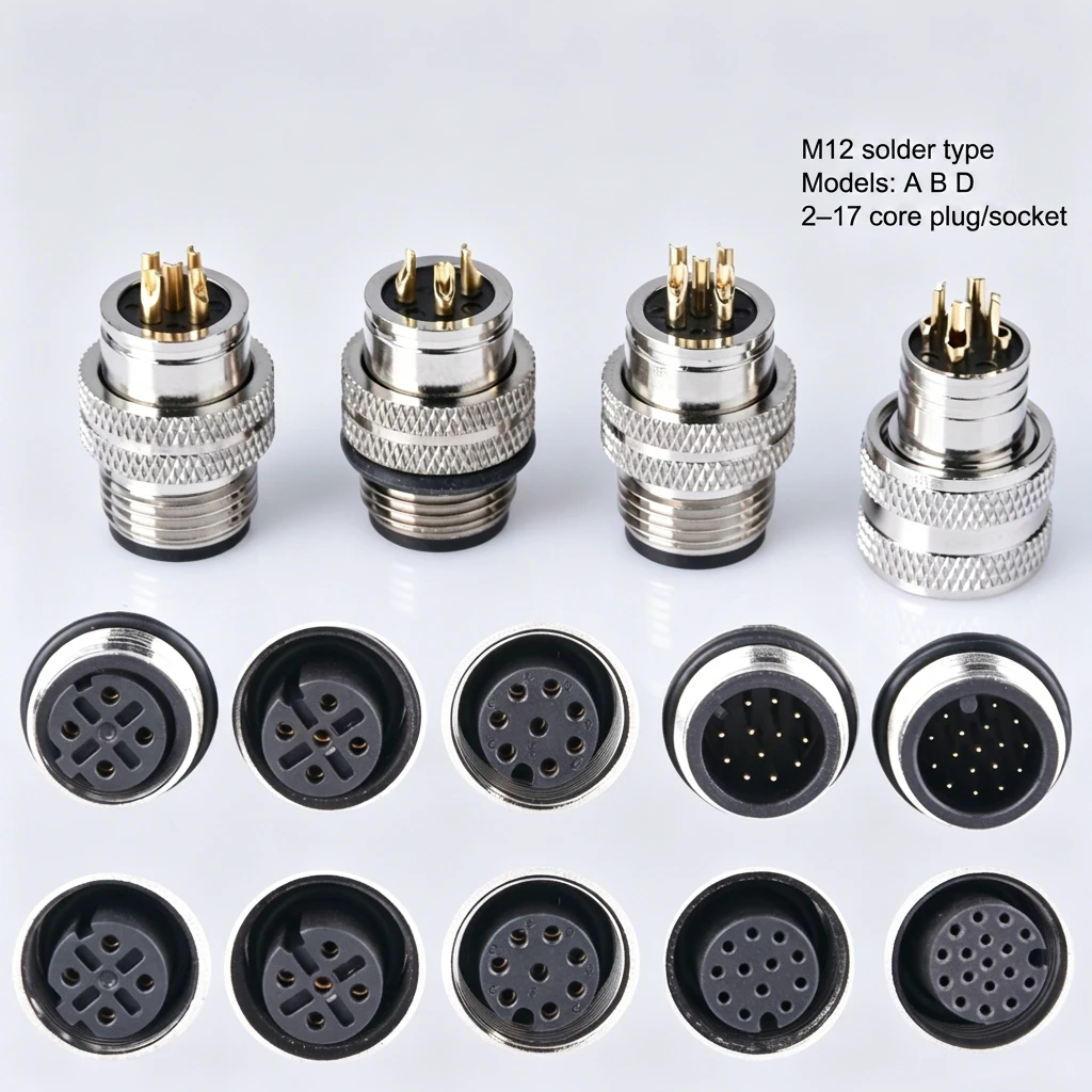 M8 a Code 2P IP68 Waterproof Rear Mount Flange PCB Socket Industrial Sensor Circular Connector