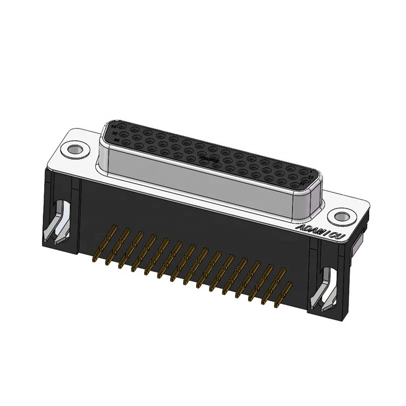 High-Density 44 Pin Female Right Angle Micro D Sub Connector Stamped Brass Contacts 2A Rated Current for Wire Connections
