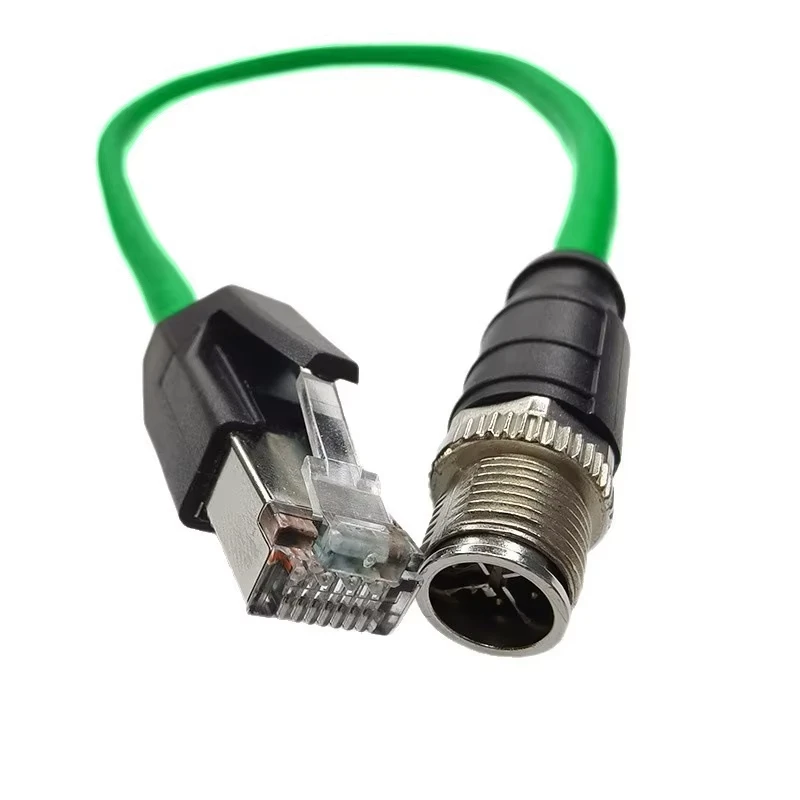M12 X CODE Eight Core M12 RJ45 Connector CAT6E Industrial Network Sensor Cable Double Shielded PVC Waterproof IP67 Rated