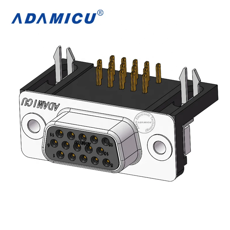 RS232 Interface DB15 Female Connectors Electrical Male & Female Socket 90 Degree Brass Contact Material