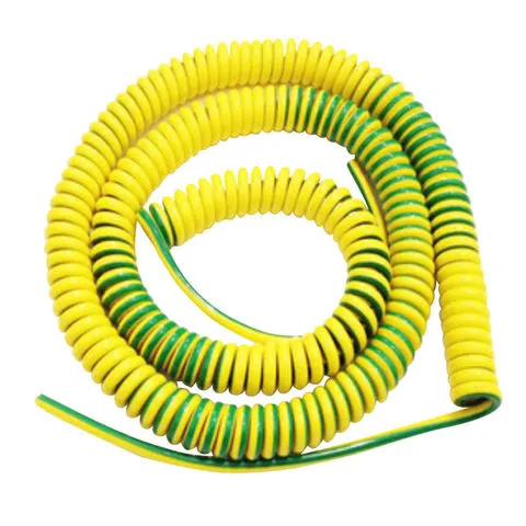 Coiled Grounding Cable 2.5mm 4mm Yellow/Green Grounding Wire PU Electric Spiral Cable Earth Wire for Explosion-proof System