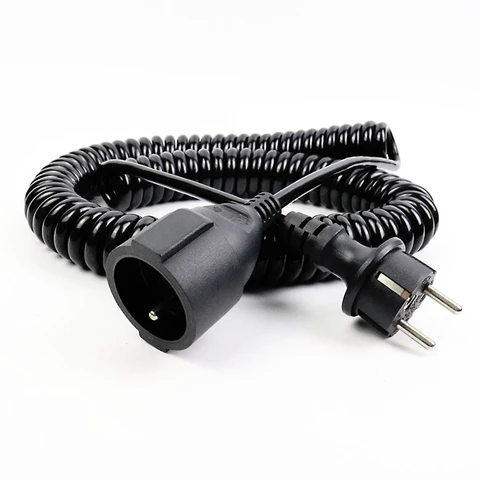 Spiral Power Electrical Cords Cable 24V S Plug Coiled Assemblies
