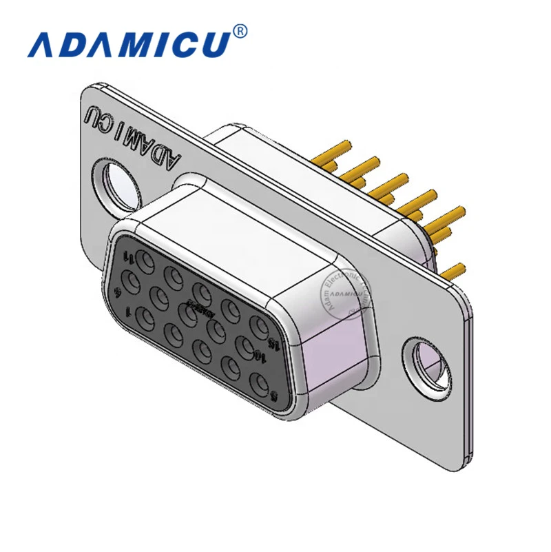 Electronic D-Sub DB15 Dip Straight PCB Termination Female VGA 15 Pin D-Connector with 2A Rated Current Brass Contact Material