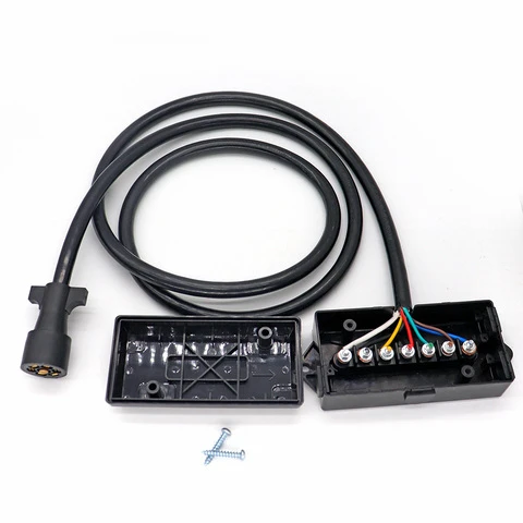 7 Pin RV Trailer Wiring Harness Kit SAE Trailer Cord with 7 Pin Trailer Blade Plug and Junction Box