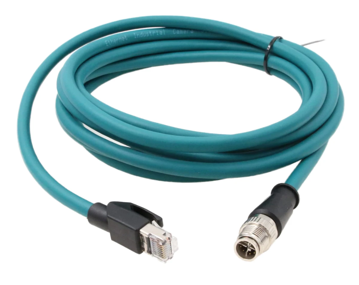 Green Blue Waterproof CAT6A M12 Ethernet Cable with M12 X Coded to RJ45 Connector 500mm Length PVC Jacket for Computer Use