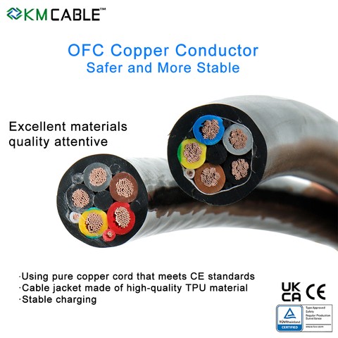 H07BZ5-F 5x6mm 1x0.5mm EV Charging Cable Type 2 to Type 2 32A New Bulk TPU IP54/IP67 CE for Certified for EU Distributors
