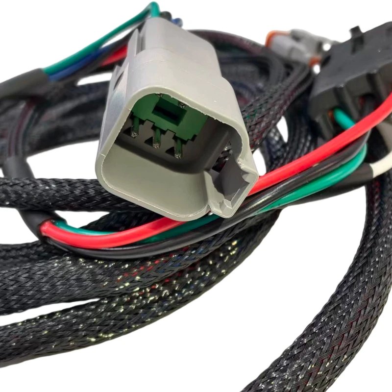Factory Custom IP68 Waterproof Automotive Sensor Extension Wire Nylon Braided Jacket Multi Pin Connector Wire Harness