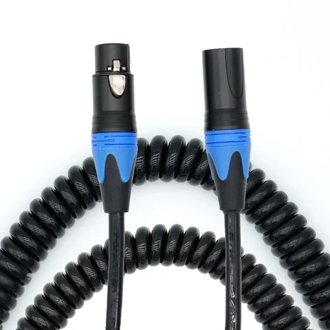 Wholesale XLR Coiled Cable 3 Pin 5 Pin Spiral XLR Male to Female Balanced Microphone Cable