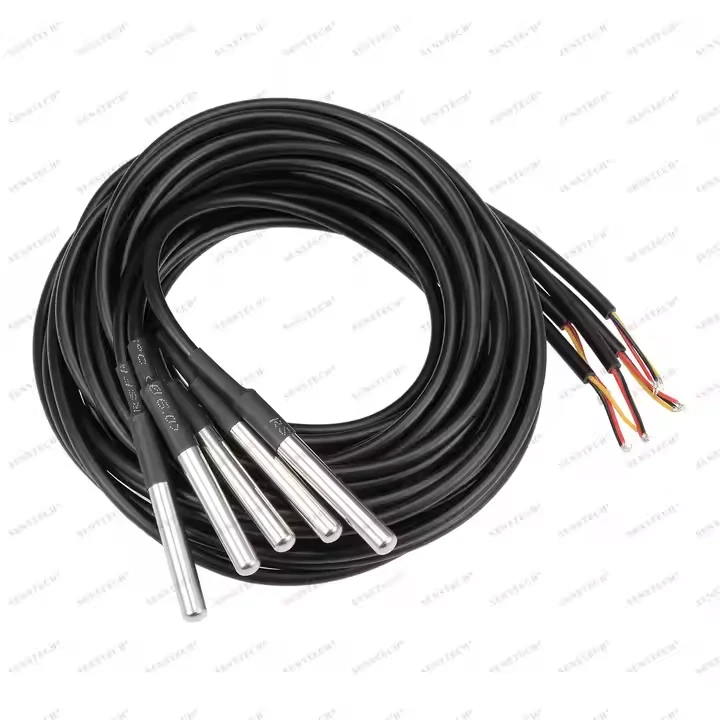 Waterproof IP68 One Wire Sensor 2M Cable Temperature Sensor DS18B20 with Connector