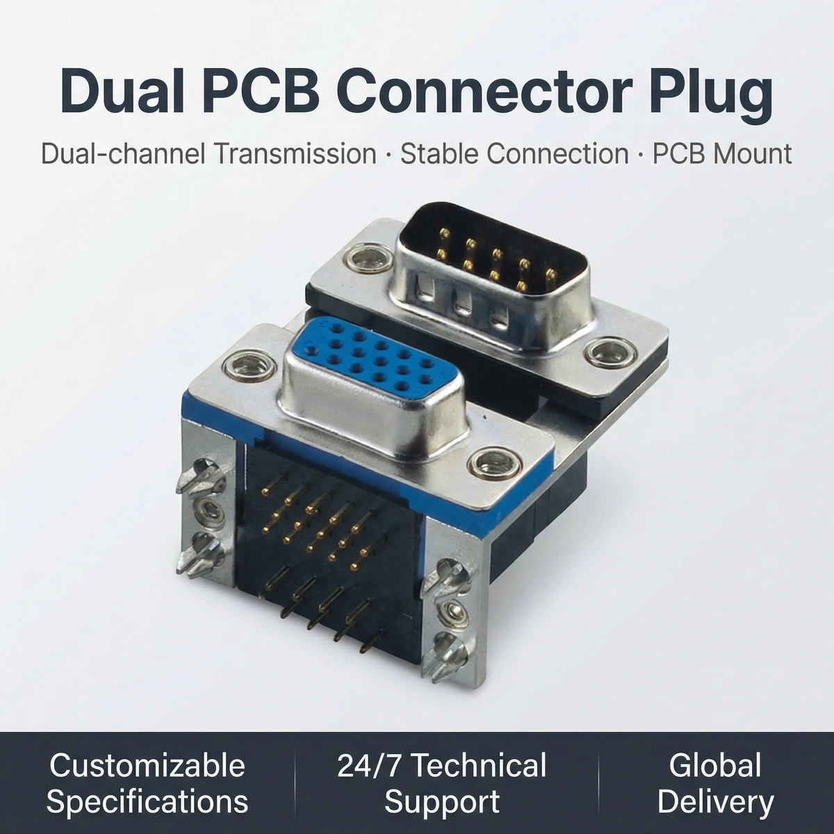 9 Way D-Sub Female Right Angle Connector Standard Density Gold Contacts IP66 Rated 5A Current