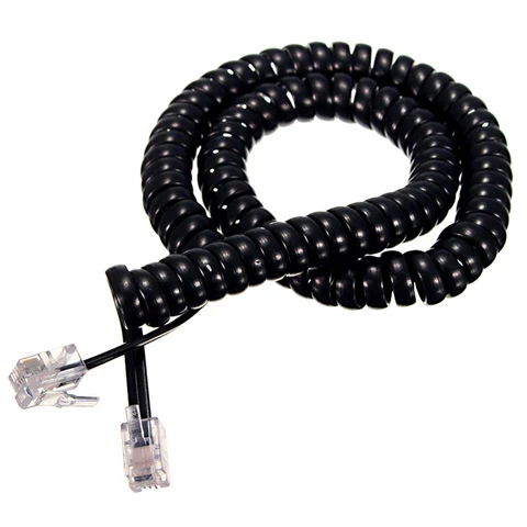 Vandal Resistant Phone Handset Landline Phone Handset Spiral Cable Black Connection Wire by Shanghai KMCABLE