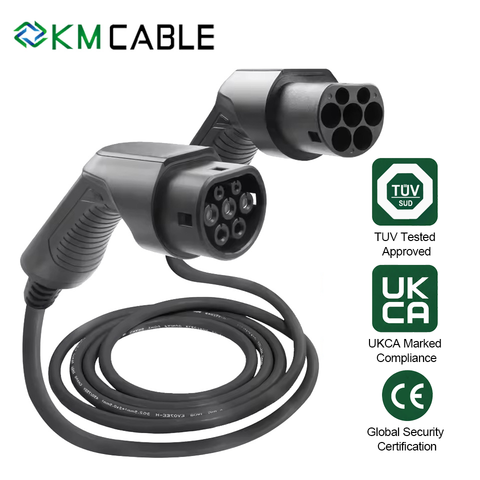32A 22KW EV Charging Cable Type 2 to Type 2 | H07BZ5-F 5x6mm² 1x0.5mm² Wire, Custom Length Factory Wholesale