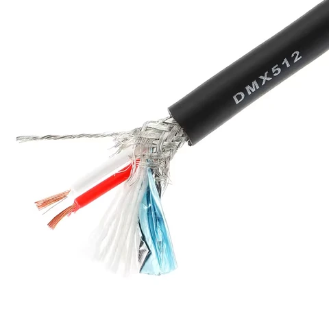 Flexible Double Shielded DMX512 Wire 2*0.25mm² OFC 24AWG 3-Pin XLR Anti-interference 100m Roll Stage DJ Audio Lighting Cable