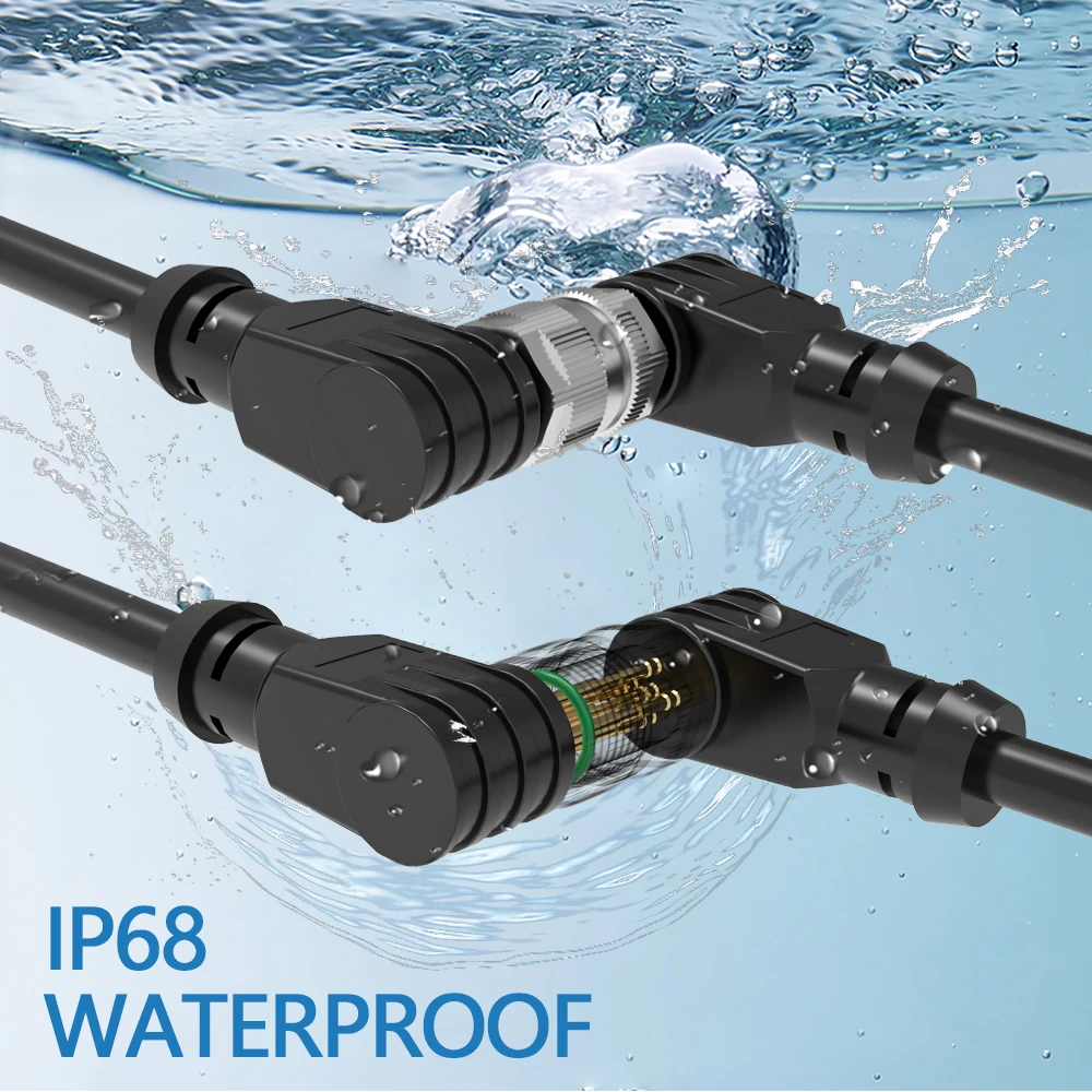 Industrial Circular Sensor Cable A B D Code Electrical IP67 Waterproof Shielded Male Female Straight Angled Plug M12 Connector