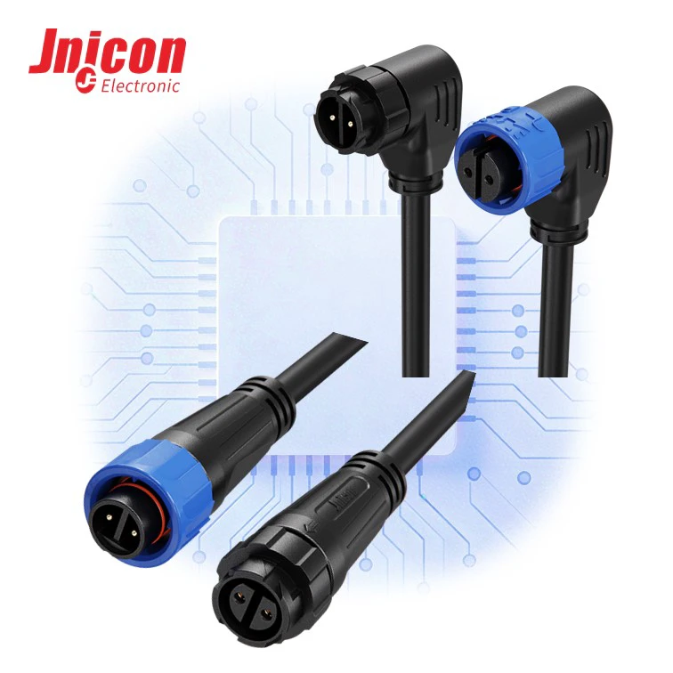 M16 2 Pin 10A 300V Push Lock Waterproof Connector Molded with Cable IP67 for Proximity Sensor Factory Automation UL TUV