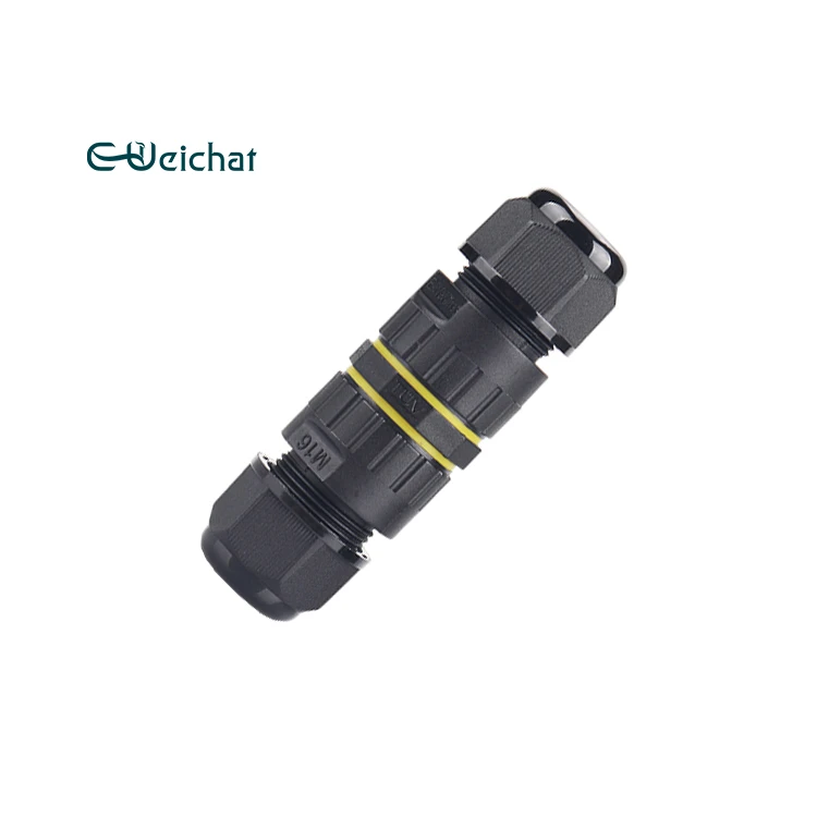 E-Weichat M16 3 Pin Electrical Wiring Indoor Outdoor Led Lighting Screw Fixing PA66 IP68 Waterproof Cable Connector