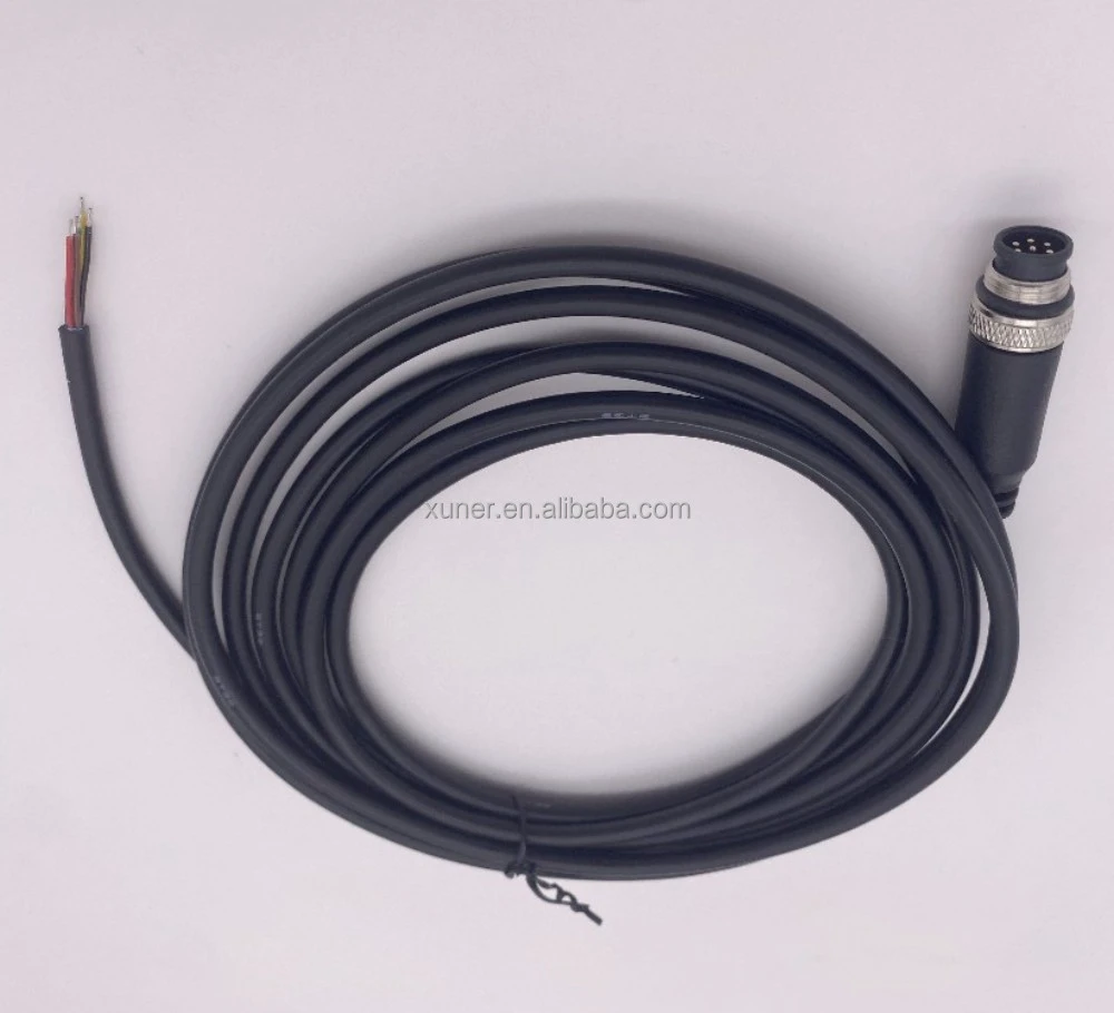 IP67 M12 6-pin Aviation Connector Aviation Plug Cable 3M Sensor Cable Black Jacket