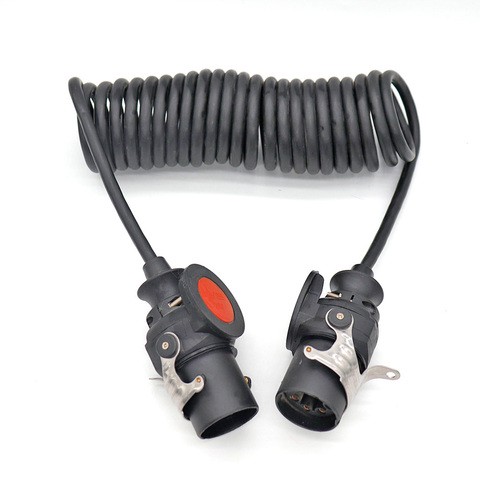 Trailer Spiral Cable Connector 7 Pin 7-Way Electrical Power Wire Cord ABS EBS Cord for RV Caravan Truck Tractors Assembly