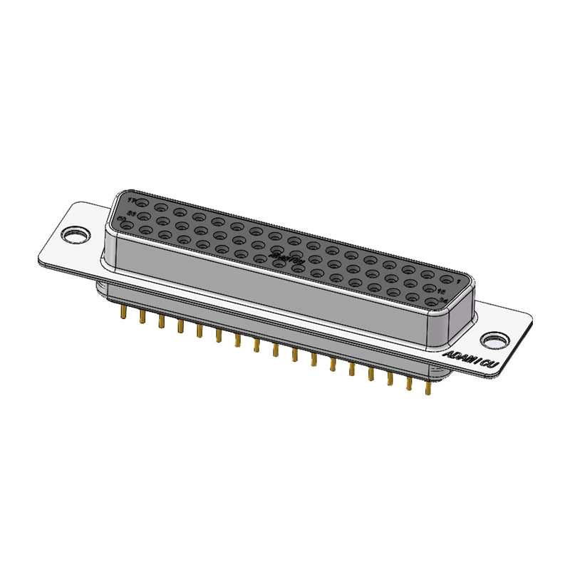 50 Pin Dsub Female PCB Mount Connector Dip Straight Machined Brass Contacts 180 Hex Screws 2A Rated for Wire Connections