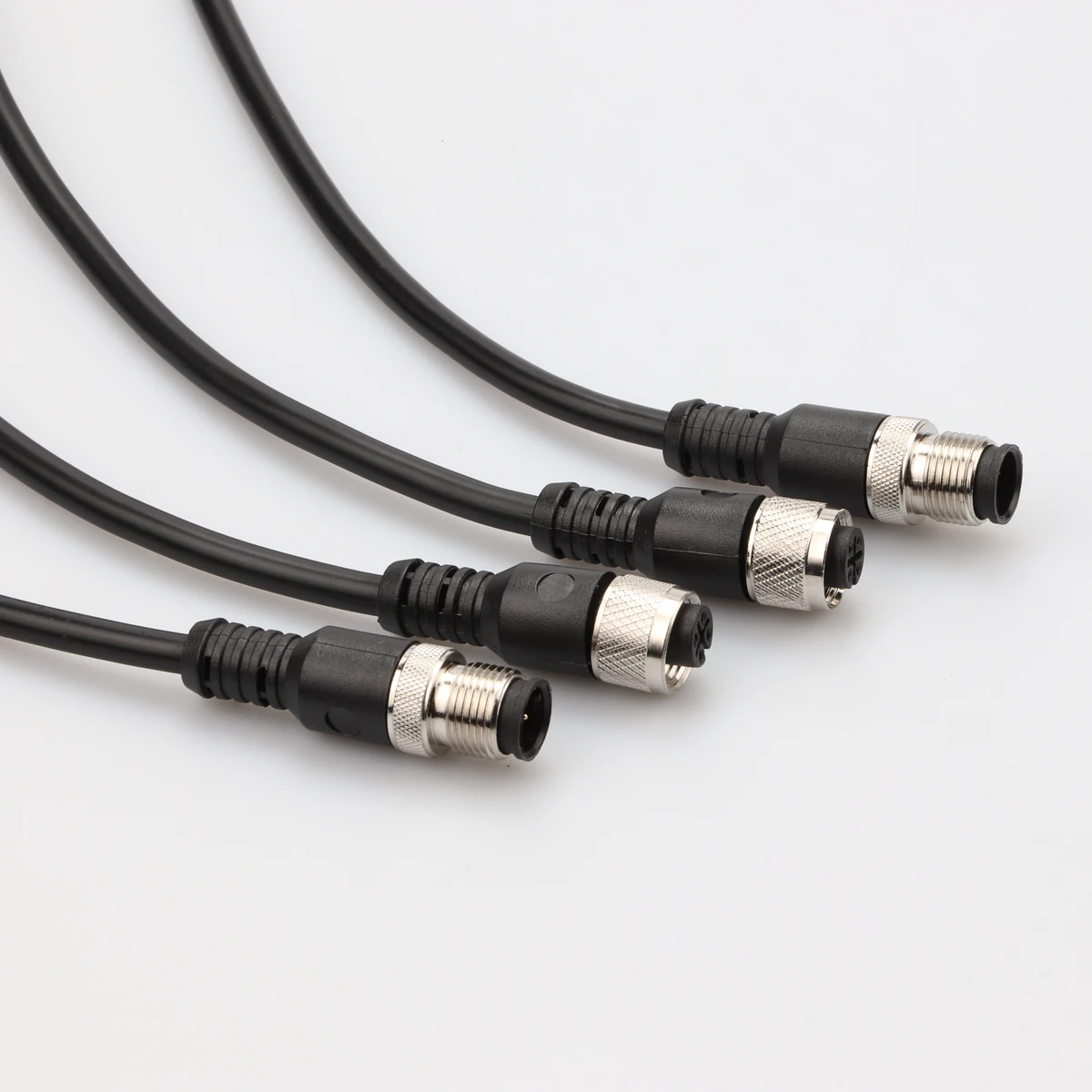 M12 Size PVC PUR TPU Custom Cable Molded Type 90 Degree Straight A B D Code 3p 4p 5p 6p 8p 12p 17p Sensor Waterproof Connector