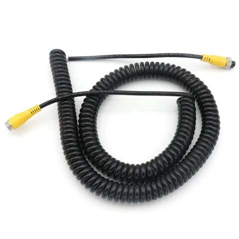 4 Pin GX12 CCTV Waterproof Spiral  Extension Cable for Trailer Truck Car Rearview Camera