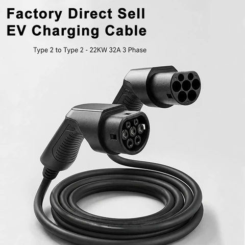 New EV Charging Cable Type 2 Mode 3 IEC 61851 32A 22kW IP54/IP67 Protection Best-Selling Factory Wholesale for EU Resellers