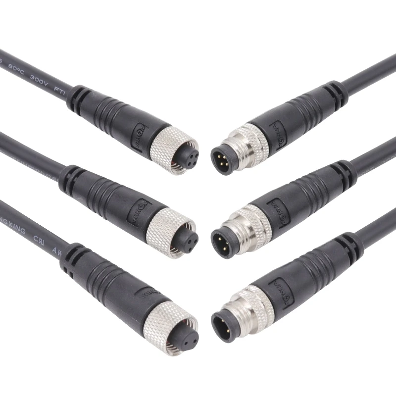 Sensor Auto Signal 4P 4A Electrical Wire Extension Cable Male Female Waterproof Connector M8 Metal 01 Series