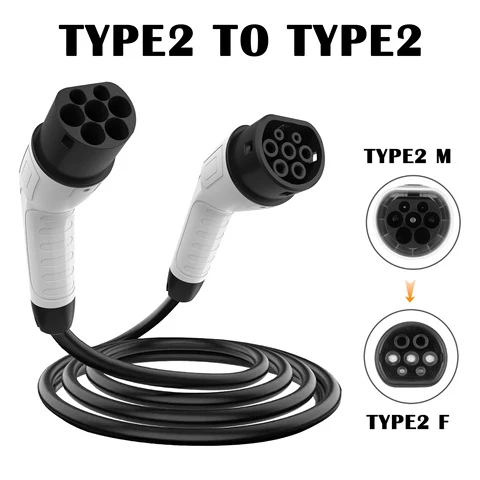 Type2 to Type2 EV Charging Cable, 3 Phase 32A 22kW Electric Vehicle Charging Cable, IP54 Waterproof