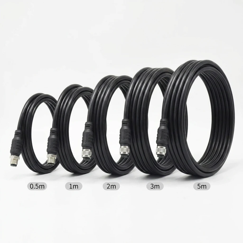 Factory Custom M12 Shielded Aviation Connector Cable, IP67 Waterproof, Male & Female Sensor Connection Wire Harness