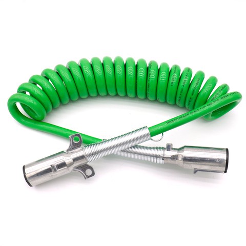 Trailer Spiral Cable Connector 7 Way Coiled Cord ABS Electrical Power Coil Heavy Duty Cable Power Wire for Semi Trucks Tractors