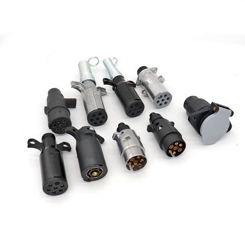 7 Pin Trailer Plug 7 Core Socket Electrical Trailer Connector Adapter for RV Trailer Heavy Duty