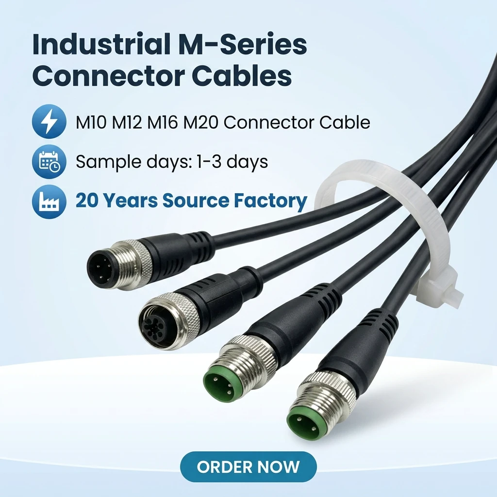 M12 Waterproof Cable Wire a Code Industrial Control Equipment Sensor Connection Cable 2-17 Core Outdoor Metal Detector Harness