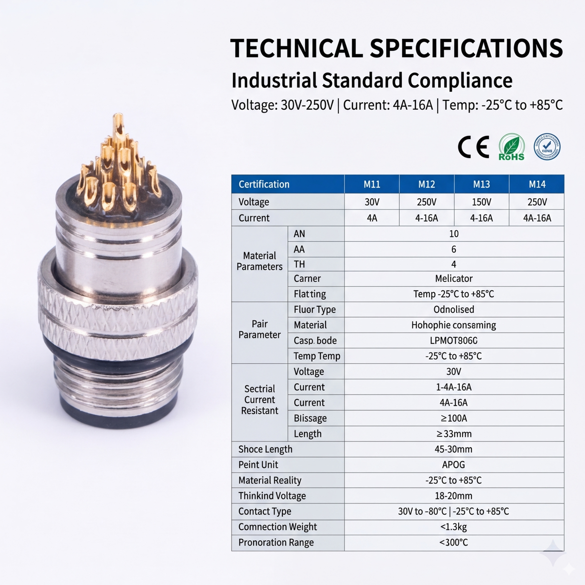 M12 Circular Connector Waterproof IP67 a Code Male Female Connector for Industrial Use