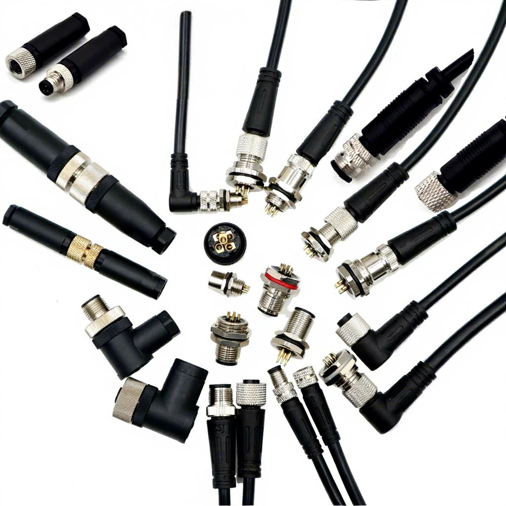 Sensor Cable 8 Pin M12 Connector Male / Female Right Angle IP67 Waterproof M8 Cable