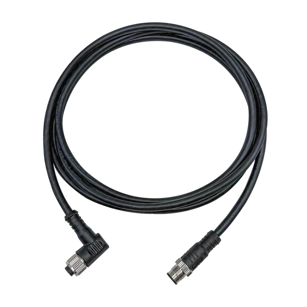 8 Pin M12 Sensor Cable, 90° Female to Straight Male for Industrial Ethernet & Vision System