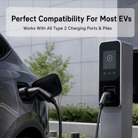 EV Charging Cable Type 2 to Type 2 22kW Spiral 32A IEC 61851, Space-Saving TPU Wholesale for 4S Auto Shops