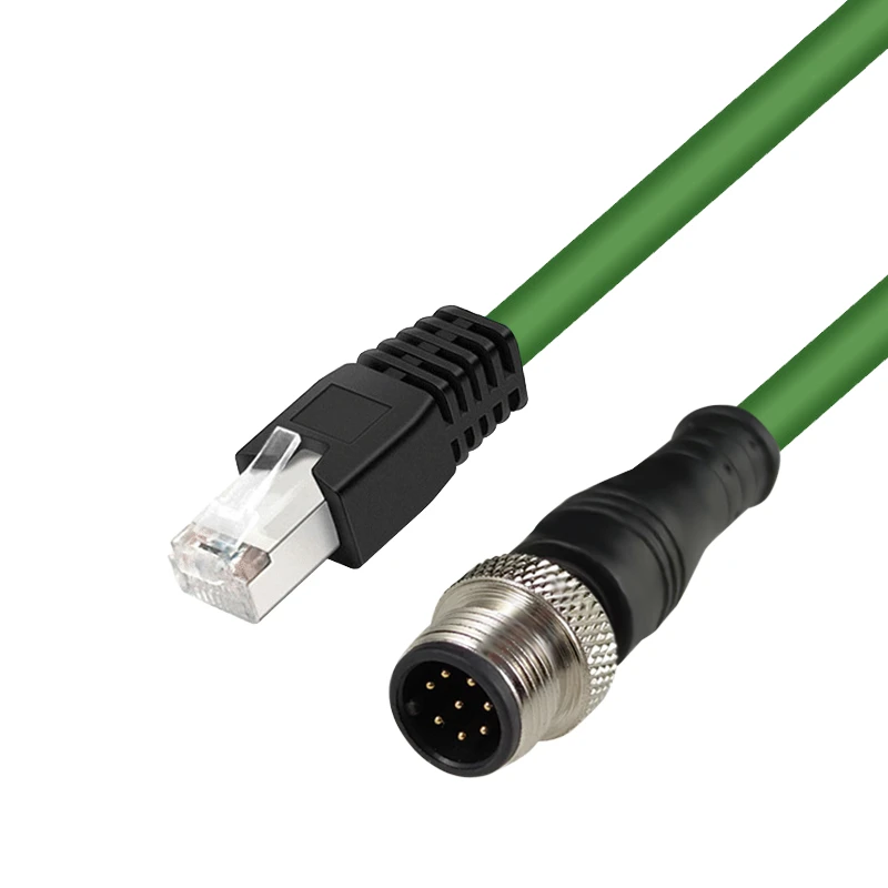 IP67 M12 8P Male to RJ45 Shielded Waterproof PVC Housing Cat5e Industrial Camera Signal Cable