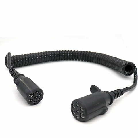 Trailer 7 Pin Spiral Cable Power Electrical Connector 7-Way ABS Cord for RV Caravan